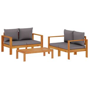vidaXL Set de canapele de grădină cu perne, 3 piese, lemn masiv acacia