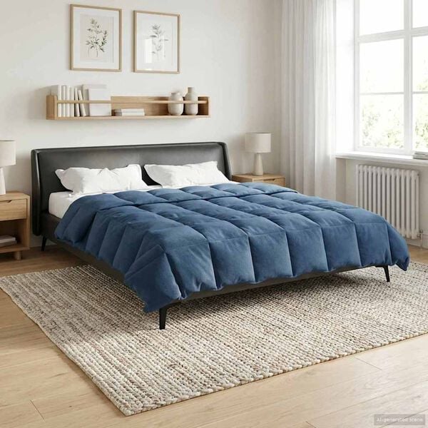 vidaXL Duvet complet pe tot parcursul anului Patos Albastru &icirc;nchis