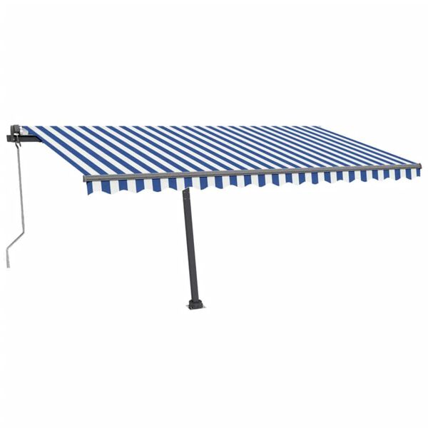 vidaXL Copertină autonomă retractabilă automat albastru&alb 450x300 cm