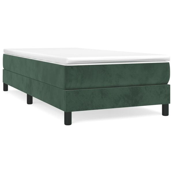 vidaXL Pat box spring cu saltea, verde închis, 80x200 cm, catifea