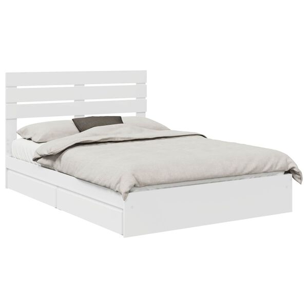 vidaXL Pat cu storage cu headboard Alb 140 x 200 cm Lemn compozit