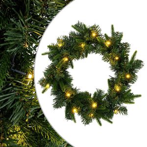 vidaXL Coronă de Crăciun Verde Diam. 30 cm PVC și PE 25 LED-uri