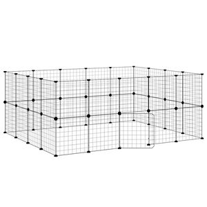 vidaXL Cușcă animale de companie cu ușă 36 panouri negru 175x140x70 cm oțel