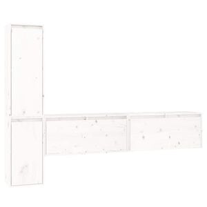 vidaXL Comode TV, alb, 4 buc., lemn masiv de pin
