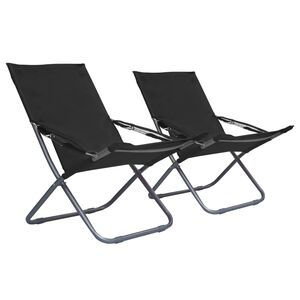 vidaXL Scaune pliante 2 buc. Material textil negru