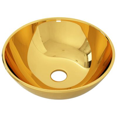 vidaXL Chiuvetă de baie, auriu, 28 x 10 cm, ceramică