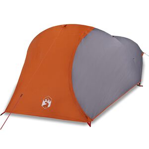 vidaXL Cort de camping pentru 4 persoane, gri și portocaliu, impermeabil