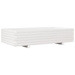 vidaXL Jardinieră de grădină, alb, 110x60x26,5 cm, lemn masiv de pin