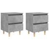 vidaXL Noptiere cu picioare lemn masiv pin 2 buc. gri beton 40x35x50cm