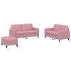 vidaXL Set de canapele, 3 piese, roz, catifea