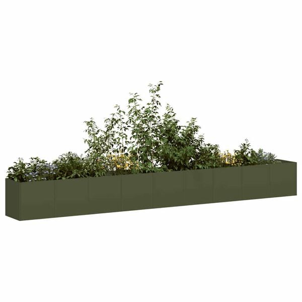 vidaXL Jardinieră verde măsline 360x40x40 cm oțel laminat la rece