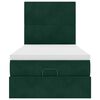 vidaXL Cadru de pat otoman cu saltele, catifea verde &icirc;nchis 90x200cm