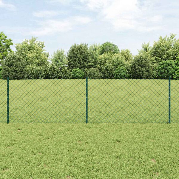 vidaXL Gard cu Stâlp Verde 0,6 x 25 m Oțel și PVC