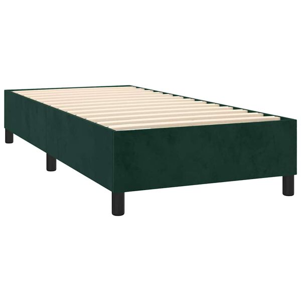 vidaXL Pat box spring cu saltea, verde &icirc;nchis, 80x200 cm, catifea