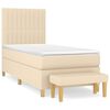 vidaXL Pat box spring cu saltea, crem, 90x200 cm, textil