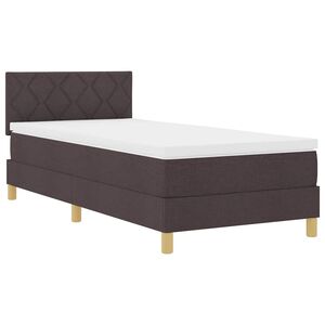 vidaXL Pat cu arc LED cu benzi LED Maro &icirc;nchis 90 x 190 cm țesătură