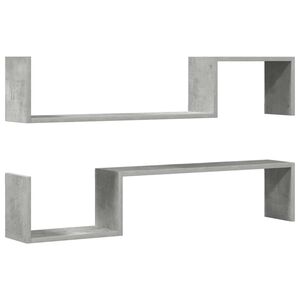 vidaXL Rafturi de perete, 2 buc, gri beton, 100x15x20 cm, PAL