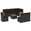vidaXL Set mobilier de grădină cu perne, 9 piese, negru, poliratan