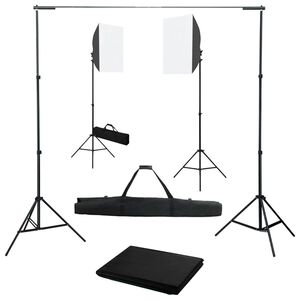 vidaXL Kit studio foto cu lumini softbox și fundal