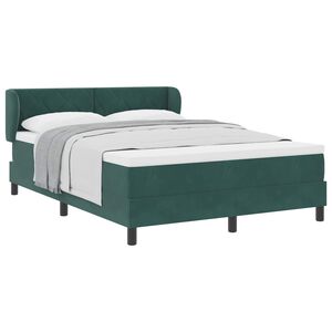 vidaXL Pat cu arcuri cu headboard Verde &icirc;nchis 160 x 200 cm Catifea