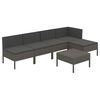 vidaXL Set mobilier de grădină cu perne, 6 piese, gri, poliratan