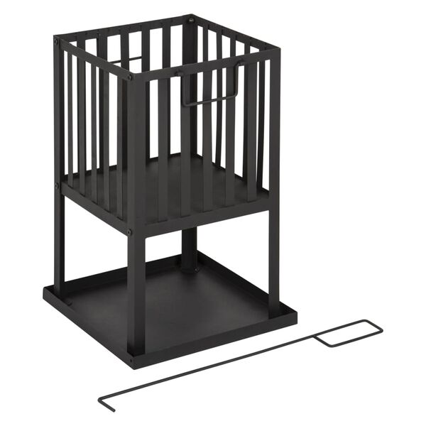 Practo Garden Vatră de grădină cu placă de cenușă, negru