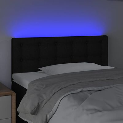 vidaXL Tăblie de pat cu LED, negru, 90x5x78/88 cm, textil