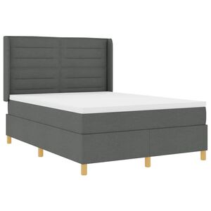 vidaXL Pat cu arcuri cu saltea cu headboard Gri 140 x 190 cm țesătură