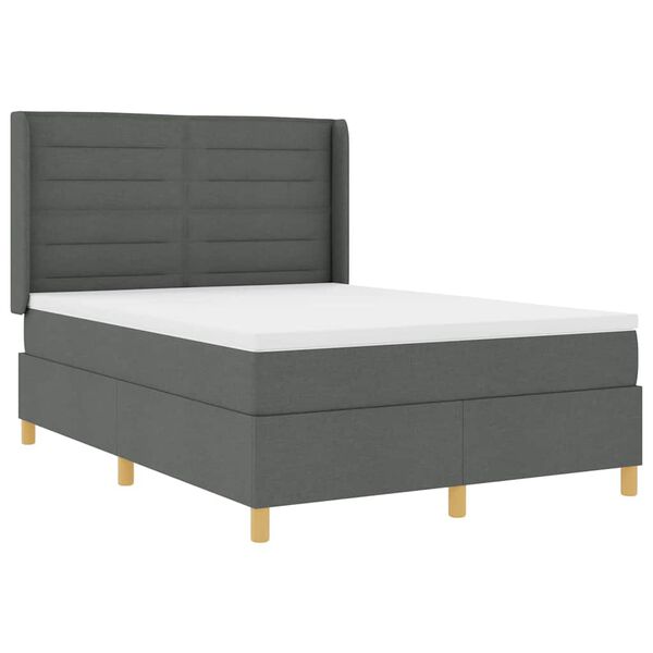 vidaXL Pat cu arcuri cu saltea cu headboard Gri 140 x 190 cm țesătură