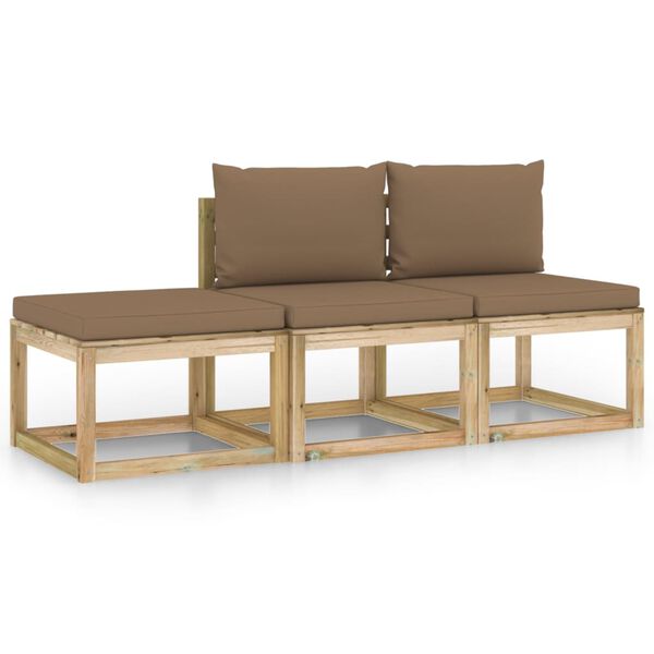 vidaXL Set mobilier de grădină cu perne gri taupe, 3 piese