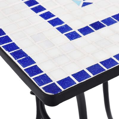 vidaXL Set de bistro mozaic, 3 piese, albastru & alb, placă ceramică