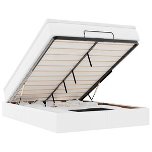 vidaXL Cadru de pat otoman cu saltea alb 140x200cm piele artificială