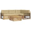 vidaXL Set de canapele de exterior 6 buc. Alb și Bej Poliester