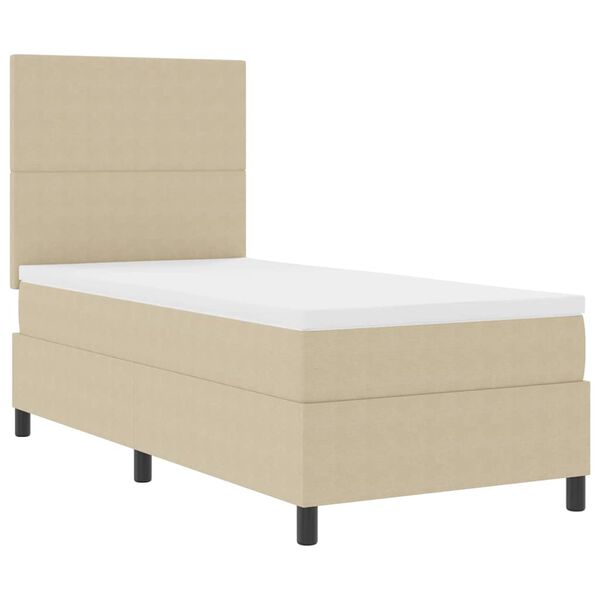 vidaXL Pat cu arcuri cu headboard Gri deschis și alb. 80 x 200 cm