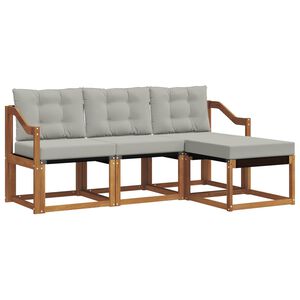 vidaXL Set de canapele de exterior 4 pcs Gri natural și deschis