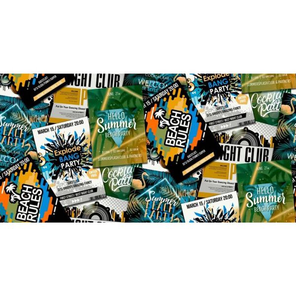 Noordwand Tapet "Good Vibes Club Posters", verde și portocaliu