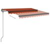 vidaXL Copertină retractabilă manual cu LED, portocaliu&maro 3,5x2,5 m
