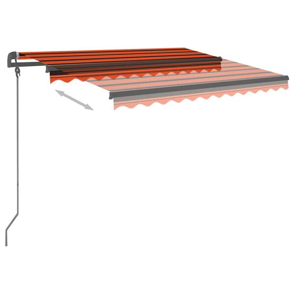 vidaXL Copertină retractabilă manual cu LED, portocaliu&maro 3,5x2,5 m