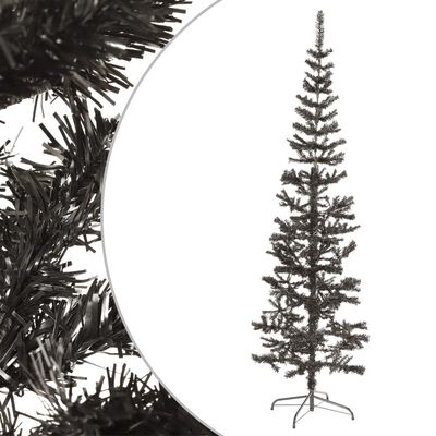 vidaXL Brad de Crăciun artificial subțire, negru, 210 cm