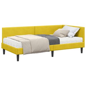 vidaXL Cadru de pat colțar cu saltea 2 buc. Galben 80 x 200 cm Catifea