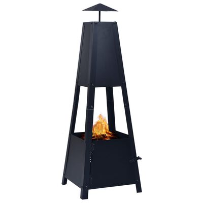vidaXL Vatră de foc, negru, 35 x 35 x 99 cm, oțel