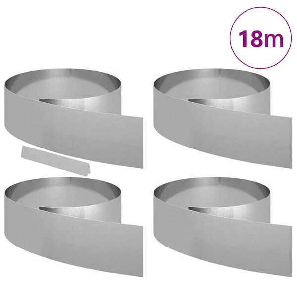 vidaXL Margine pentru gazon 4 pcs Argintiu 450 x 0.05 x 15 cm