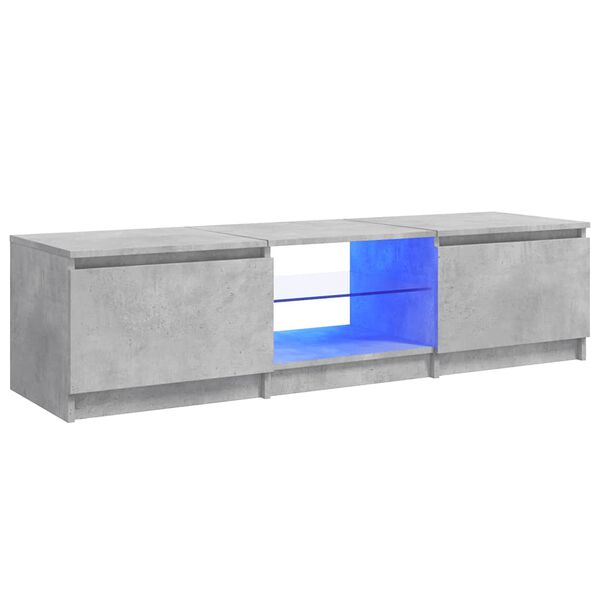 vidaXL Comodă TV cu lumini LED, gri beton, 140x40x36 cm
