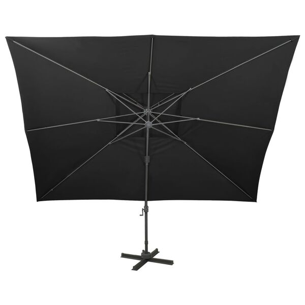 vidaXL Umbrelă de grădină cantilever cu blat dublu, neagră, 400x300 cm