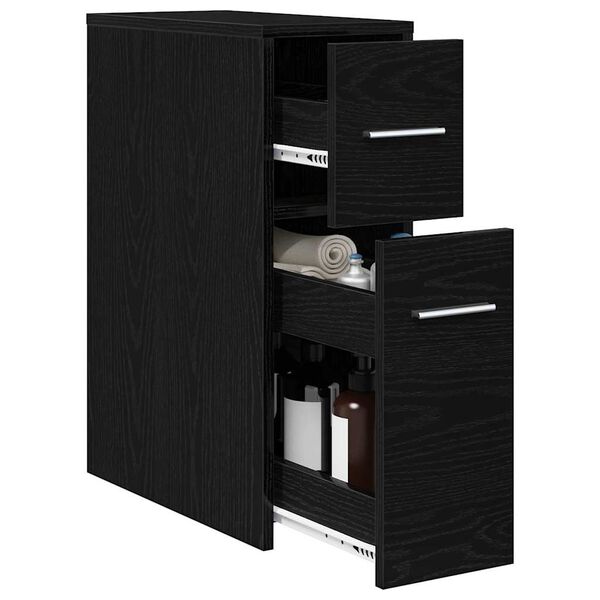 vidaXL Set de mobilier pentru baie Stejar Negru 22 x 44 x 61.5 cm