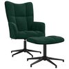 vidaXL Scaun de relaxare cu taburet, verde &icirc;nchis, catifea
