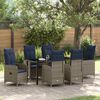 vidaXL Set de masă pentru grădină cu pernă 7 pcs Negru Rattan poli