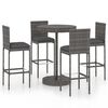 vidaXL Set mobilier bar de grădină cu perne, 5 piese, gri, poliratan