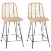 vidaXL Scaun Bar 2 buc. natural 44,5 x 54,5 x 97,5 cm Ratan și Fier