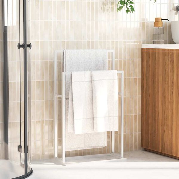 vidaXL Suport de prosoape autonom, alb, 48x24x78,5 cm, fier